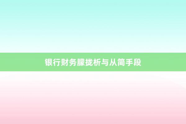 银行财务朦拢析与从简手段